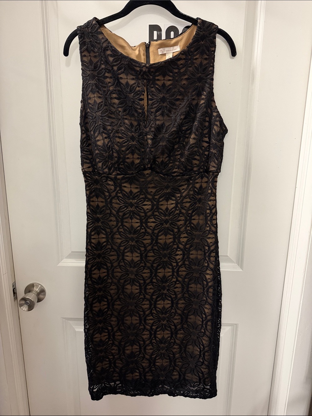 Dress Barn Black Lace Sheath Dress with Nude Lining